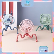 Small Fan USB Rechargeable Portable Mini Fan Baby Stroller Fan Octopus Mini Fan Kipas Stroller Baby Fan
