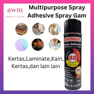 AWM Bossman Spray Glue Multi Purpose Spray Glue Waterproof Spray Adhesive Gam Plywood Foam PVC Cushi