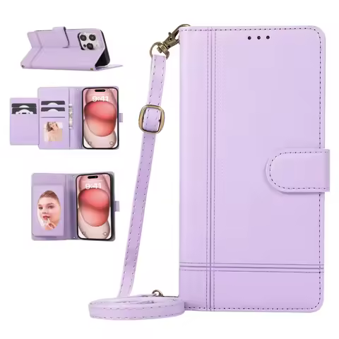 Mini Mirror Wallet Case For Sharp Aquos Sense 9 8 7 6 Wish 5 4 3 Multi 5 Cards Crossbody Leather Cov