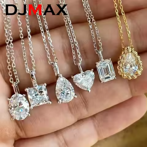 DJMAX Heart Oval Moissanite Necklace 925 Sterling Silver Chains Stylish and Elegant Women's Moissani