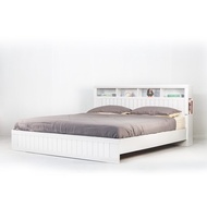 ส่งฟรี!! เตียงไม้ 6 ฟุต เตียงนอน สไตล์วินเทจ ข้างลอย หัวเตียงมีช่องวางของ รุ่น B6057 (กรุณาอ่านรายละ