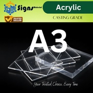 A3 TRANSPARENT ACRYLIC / PLASTIK JERNEH SAIZ A3 / A3 SIZE ACRYLIC