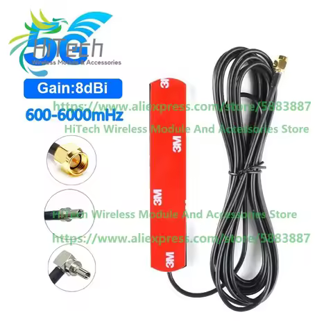 in stock!5G 4G 3G GSM Patch Antenna 600-6000MHz 8dBi SMA Male TS9 CRC9 Connector 0.5-3M Cable for Wi