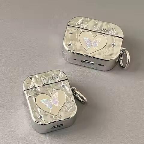 Electroplating Mirror Advanced Silver Butterfly Suitable For Apple Earphone Protective Cover Airpods