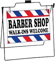 4 Less Co BARBER SHOP WALK INS WELCOME Double Sided Sidewalk Outdoor A-frame Metal Sign 24x18 Inch w