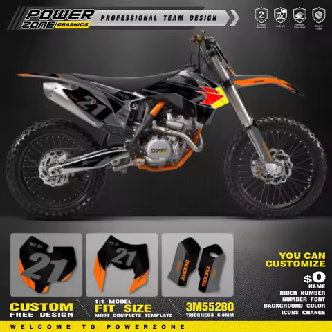 PowerZone Custom Team Graphics Backgrounds Decal Stickers Kit For KTM SX SXF MX 2013-2015 EXC XCW En