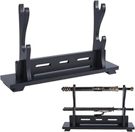 DICOSMETIC 2-Tier Sword Stand Katana Stand 39.1x8.9x24.5cm Wooden Sword Katana Holder Black Swords D