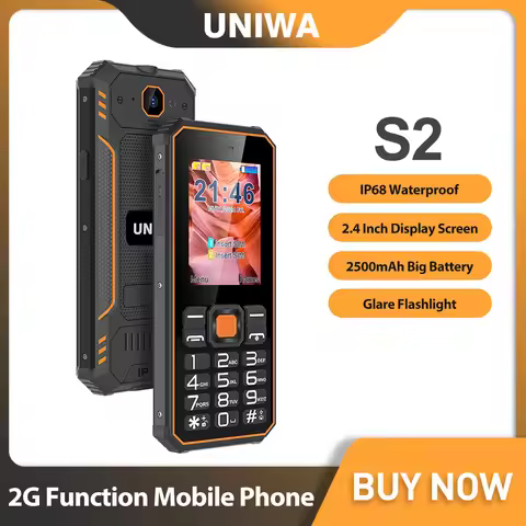 UNIWA S2 Rugged Feature Phone 2.4 Inch IP68 waterproof 2G Mobile Phone For Old Men 2500mAh Battery S