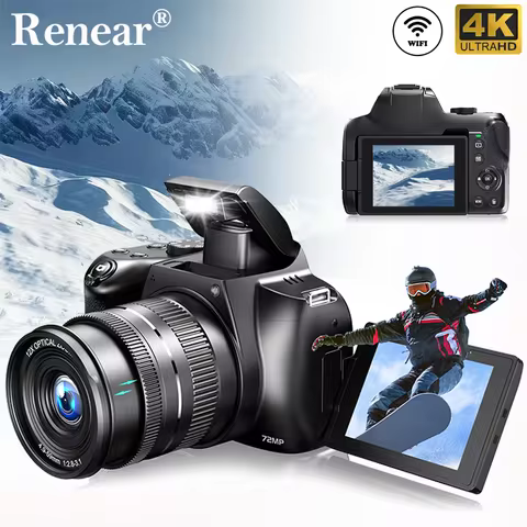 4K Digital Camera Professional photography 12X Optical Zoom 72MP Auto-Focus WIFI Flash Light For Tik