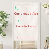 Custom cotton linen door curtain with rod customization curtain