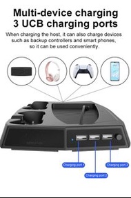 KINGSTAR 控制台冷卻風扇充電底座垂直支架適用於 PlayStation 5 PS5 遊戲配件連 2 個冷卻風扇 3 個集線器  gspckp KINGSTAR Console Cooling 