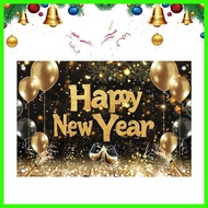 Happy New Year Banner 2D Print Golden Balloons Banner 39x59in Wall New Years Decorations 2026 for Gr