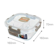 Lock & Three-Compartment Heat-Resistant Glass Fresh-Keeping Box 800ml LLG468 Lunch Compartment 211 D
