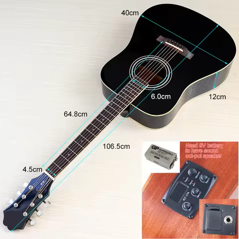 41 Inch Electric Acoustic Guitar Western Guitar 6 String Laminated Spruce Top High Glossy Full Size 