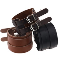 2025 gelang lelaki Braided leather Punk Bracelet Retro Leather Bracelet and Wide Cowhide Double Buck
