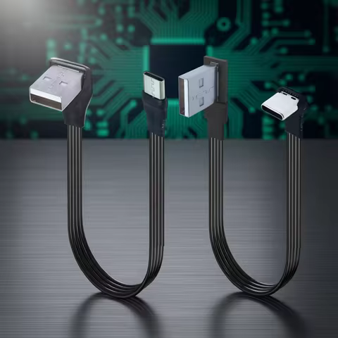 1M 2M 3M 5CM USB-C Type C Male UP Down Angled 90 Degree to USB 2.0 Male Data Cable USB Type-c Flat C
