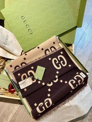 Gucci Brown Cashmere Scarf全新正品羊絨圍巾