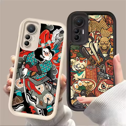 Japan Ukiyo-e Samurai Case For Xiaomi Poco X7 X6 X5 X3 NFC F7 F6 F5 F3 M7 M6 Pro 4G 5G Mi 12 11 Lite