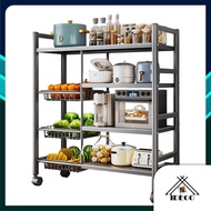 iDECO™ Kitchen Cabinet Rack Storage Shelves Kitchen Cart with Storage Basket Kitchen Standing Bakers