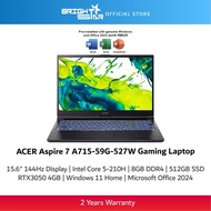 ACER Aspire 7 A715-59G-527W Gaming Laptop - 15.6"/144Hz/C5-210H/8GB D4/512GB SSD/RTX3050 4GB/Win11/H