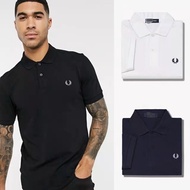 FRED PERRY ชุดเสื้อโปโลธุรกิจเสื้อยืดลายหูข้าวสาลีสำหรับผู้ชาย,แฟชั่นของผู้ชายลำลองคอปกแขนสั้นฤดูร้อน