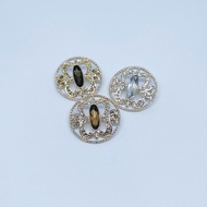 Denni Gold Plated Crystal Round Brooch Pin