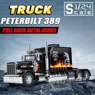 Die Cast 1:24 Heavy Truck Peterbilt 389 With Light And Sound Diecast Vehicle Models Collection