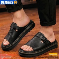 Docmart Men's Slide Sandals, Genuine Leather, Premium Casual Buckle Slop Sandals, Trendy Sandal Lela