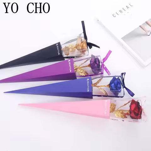 Galaxy Rose Eternal 24K Gold Flower Foil Plastic Artificial Roses Valentines Day Gift Beauty Golden 