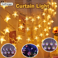Eid Star Moon Curtain Fairy Lights Waterproof LED String Lights Raya Home Party Festival Decoration