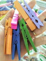 Túi 50 kẹp gỗ nhiều màu size 7cm làm phụ kiện trang trí