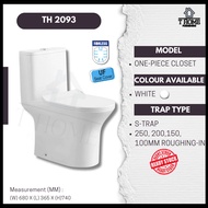 One Piece WC Toilet Bowl [TH-2093] S-Trap Wash Down Water Closet Mangkuk Tandas Duduk 4/6/8/10 Inch 100,150,200,250mm