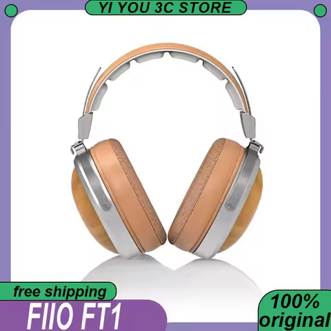 FiiO FT1 Wired HiFi Headphones Walnut Wood Earphones 60mm Dynamic Closed-Back Headsets American Blac