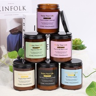 [200g][Limited Offer]Soy Wax Vintage Brown Glass Jar Scented Candle Aroma Sensation Aromatherapy Hom