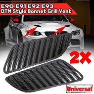2X Carbon Fiber/Glossy Black Car Front Grill Hood Cover Bonnet Grill Air Outlet Vent Cover Trim For 