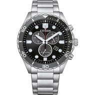 CITIZEN ECO-DRIVE BLACK DIAL SILVER STAINLESS STEEL STRAP MEN WATCH AT2568-82E