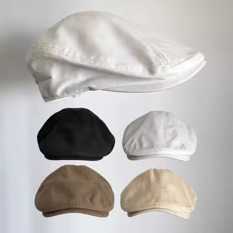 Casual Flat Summer Linen Beret Hat for Woman Men Breathable Cap Duckbill Driving Hats