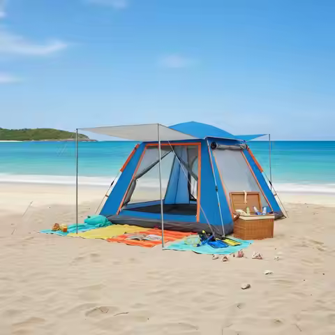 Quick Setup Outdoor Shelter Tent for Family Camping 4 Person Waterproof Pop Up Beach Sun Shade Oxfor