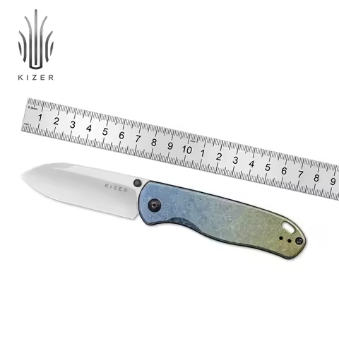 Kizer Survival Knife Drop Bear Ki3619A3 2023 New Titanium Handle LC200N Steel Blade Outdoor Camping 