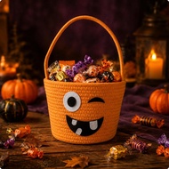 [ootkoqyjt] Lightweight Halloween Face Basket Playful Halloween Candy Basket Multi-Functional Spooky