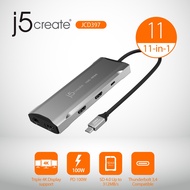 j5create JCD397 11-in-1 Elite USB-C Triple-Monitor 4K60 10Gbps Mini Dock, Dok mini USB-C Support Triple 4K display, RJ45