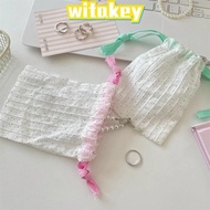 WITAKEY Drawstring Bag, Polka Dots Reusable Storage Bag, Simplicity Durable Portable Dustproof Handb