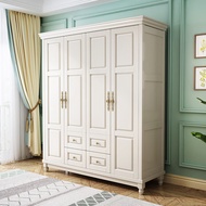 ST/💦American Light Luxury Solid Wood Wardrobe White3Door4Door Modern Simple and Simple Bedroom Overall European Economy