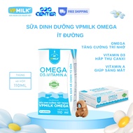 [Thùng 48 hộp 110ml] Sữa dinh dưỡng VPMilk Omega ít đường Sữa Omega hỗ trợ sáng mắt chắc xương tăng 