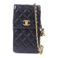 CHANEL 羊皮皮革Phone Bag With Gold Ball金扣鏈帶肩背袋