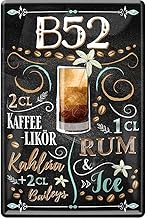 WOGEKA ART Retro Tin Sign - B52 Cocktail Recipe Coffee Liqueur Rum Baileys - Funny Saying Gift Idea
