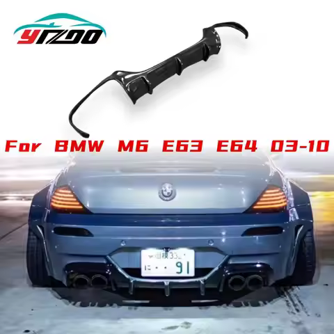Carbon Fiber Rear Diffuser Bumper Lip Spoiler Protector for BMW E63 E64 M6 2006-2010 Splitters Auto