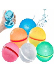 6入組磁性矽膠水球,快速注水和可重複使用,戶外水上/泳池玩具適合水戰/游泳池使用