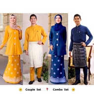 Sedondon Couple Set Raya . Kebaya Songket Printed . Baju Melayu Moden Sakura . Baju Nikah Tunang Pen