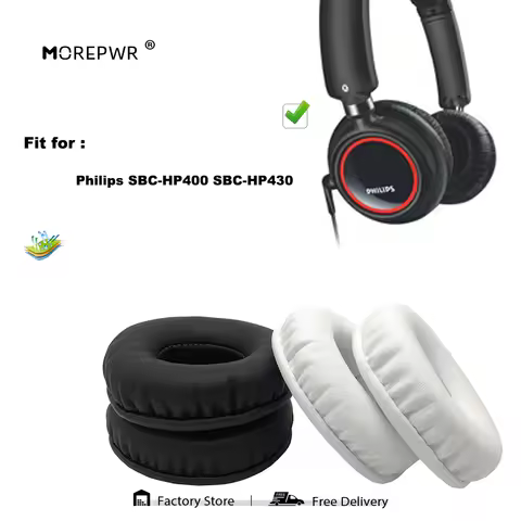 Morepwr New Upgrade Replacement Ear Pads for Philips SBC-HP400 SBC-HP430 Headset Parts Leather Cushi